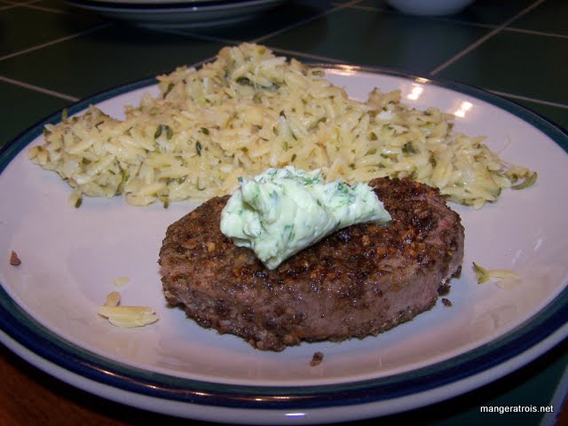 Porcini-Crusted Filet Mignon with Fresh Herb Butter