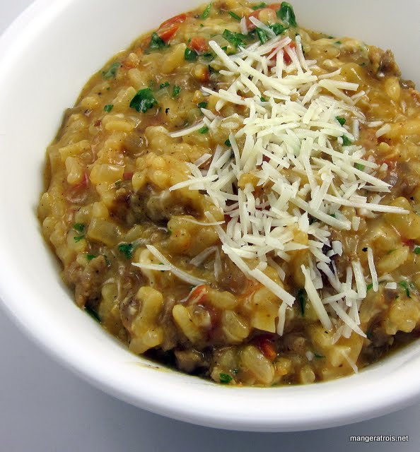 Risotto with Pancetta, Tomatoes, and Sausage