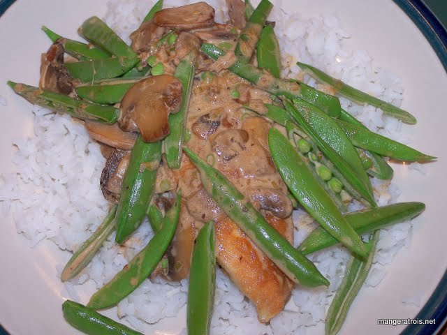 Chicken with Creamy Mushrooms and Snap Peas