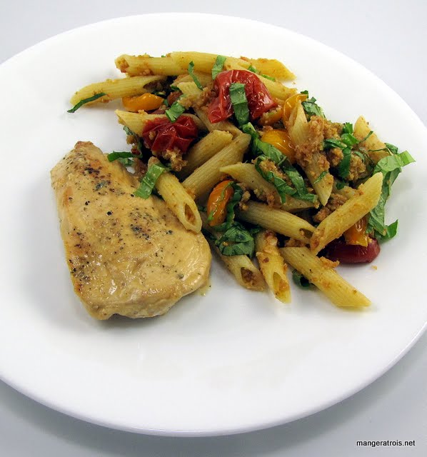 Penne with Roasted Grape Tomatoes and Fresh Basil