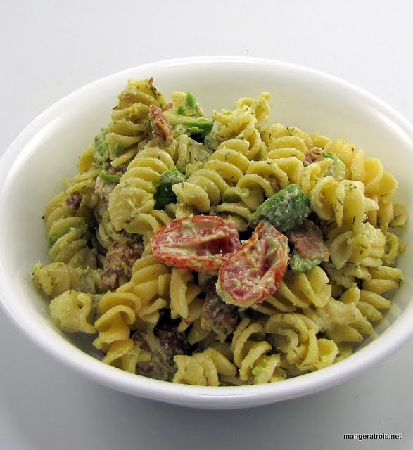 Creamy Bacon Tomato and Avocado Pasta Salad